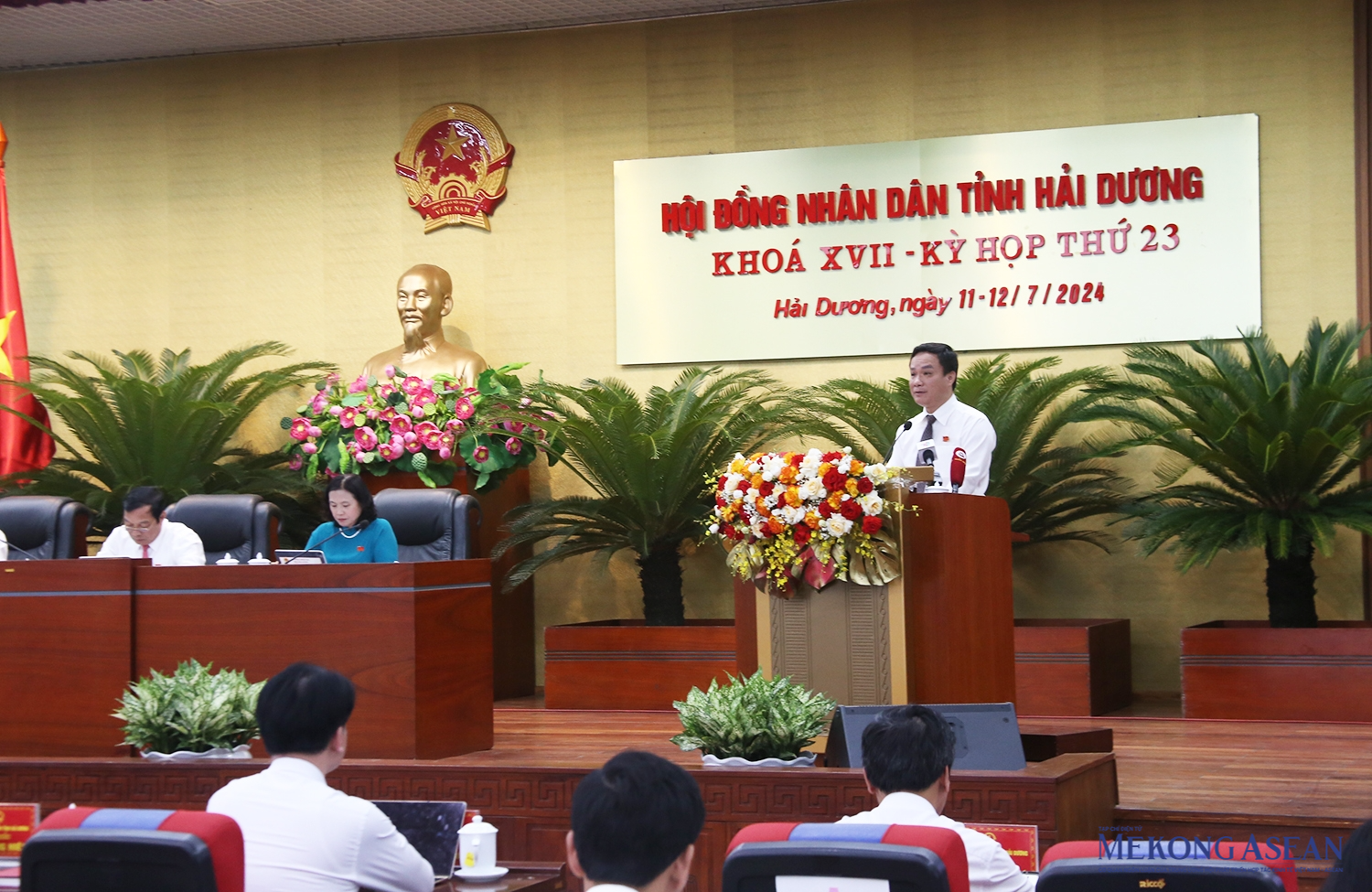 Ông Triệu Thế Hùng, Phó Bí thư Tỉnh ủy, Chủ tịch UBND tỉnh Hải Dương đã phát biểu báo cáo, tiếp thu các nội dung tại Kỳ họp thứ 23, HĐND tỉnh khoá XVII.