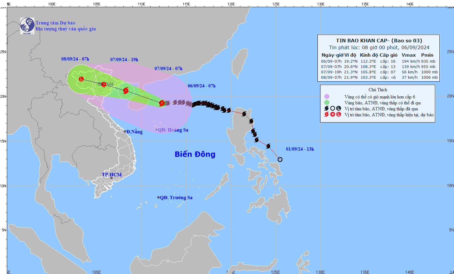 Bão số 3 cách Quảng Ninh 600km, hoàn lưu bão gây mưa lớn tại Bắc Bộ