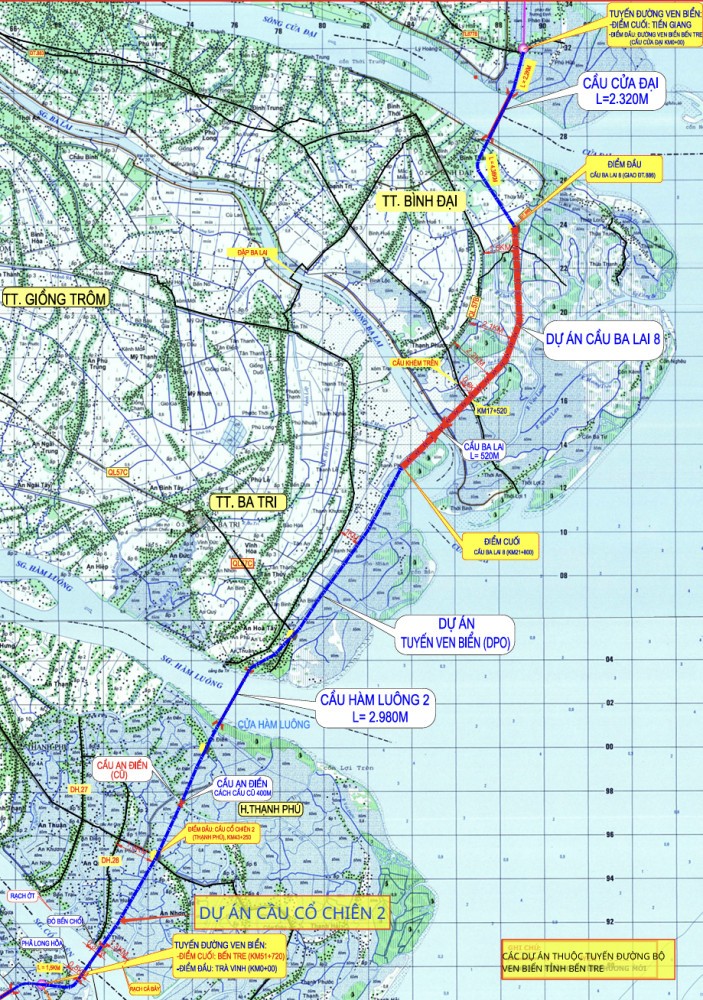 Khởi công cầu Ba Lai 8 trên tuyến đường nối 3 tỉnh Tiền Giang - Bến Tre - Trà Vinh