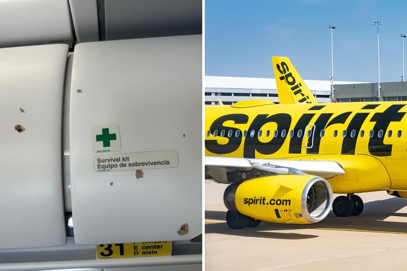 Máy bay của hãng Spirit Airlines bị trúng đạn khi hạ cánh xuống sân bay ở Haiti. Ảnh: Theo New York Post.