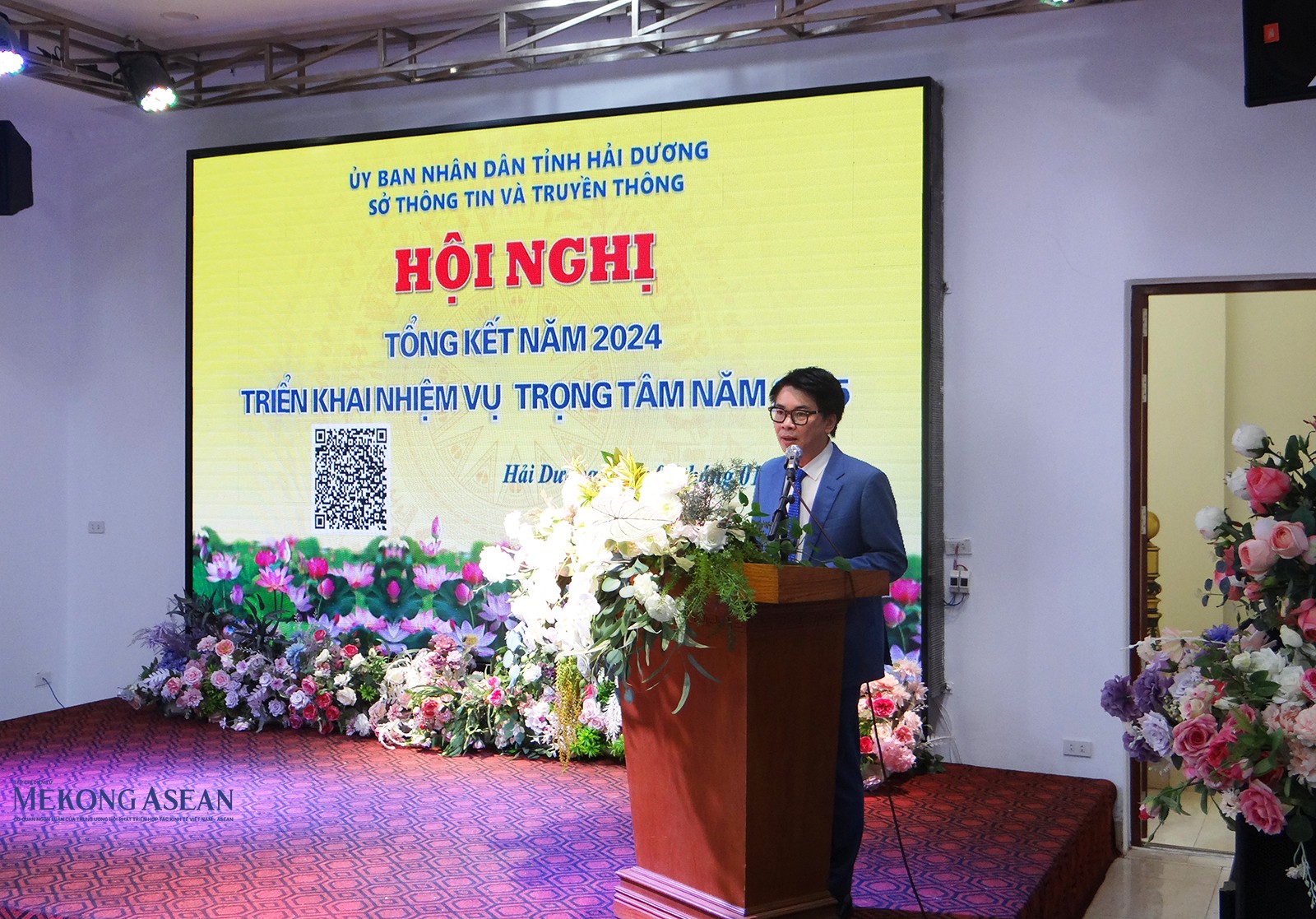 Ông Nguyễn Cao Thắng, Giám đốc Sở Thông tin và Truyền thông tỉnh Hải Dương phát biểu khai mạc hội nghị.