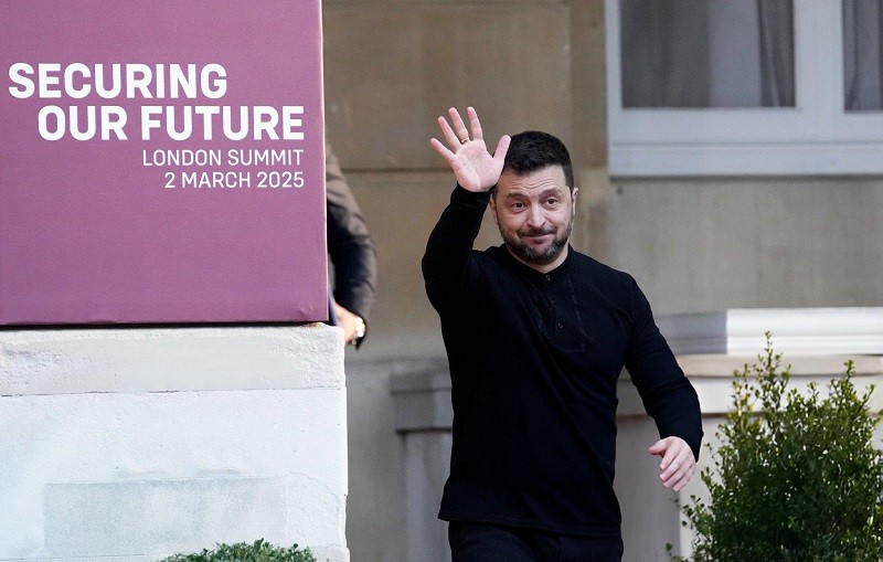 Tổng thống Volodymyr Zelensky tại London ngày 2/3. Ảnh: AFP
