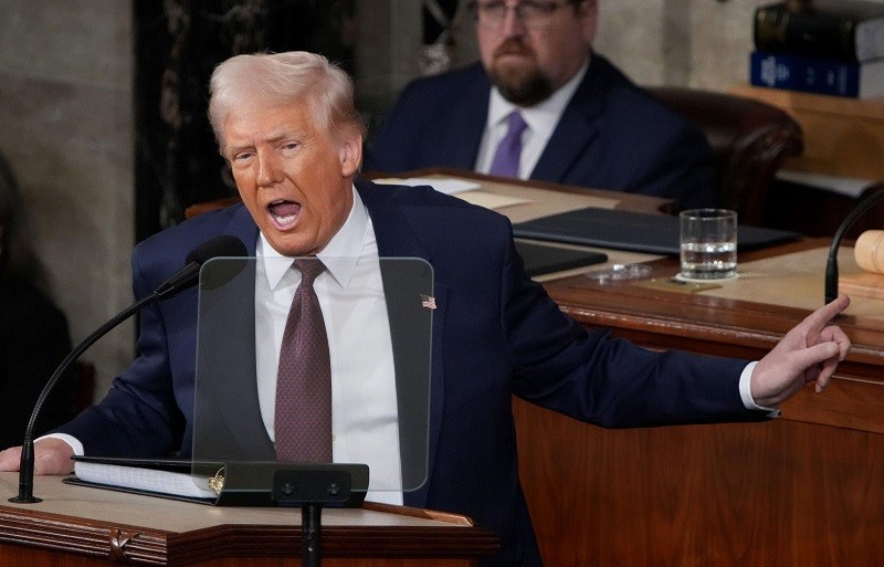 Tổng thống Donald Trump phát biểu tại tòa Capitol ngày 5/3. Ảnh: Getty