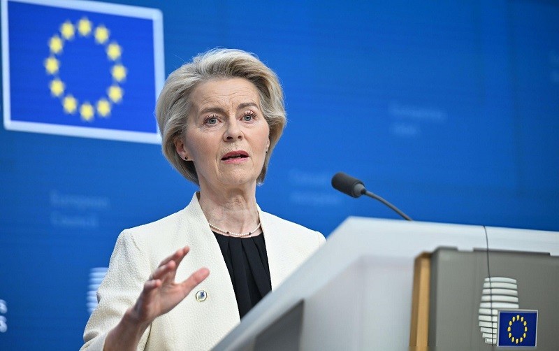 Chủ tịch EC Ursula von der Leyen tại Bỉ ngày 6/3. Ảnh: Getty