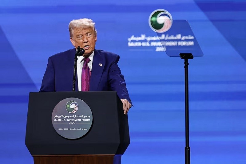 Tổng thống Donald Trump tại Diễn đàn đầu tư Arab Saudi – Mỹ ngày 13/5. Ảnh: Reuters.