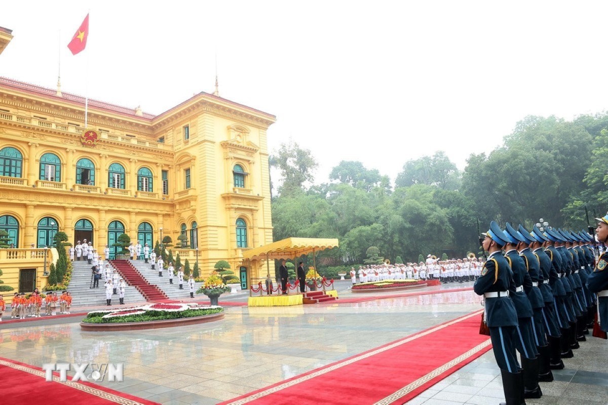 Chủ tịch nước Lương Cường chủ trì lễ đón Tổng thống Hungary