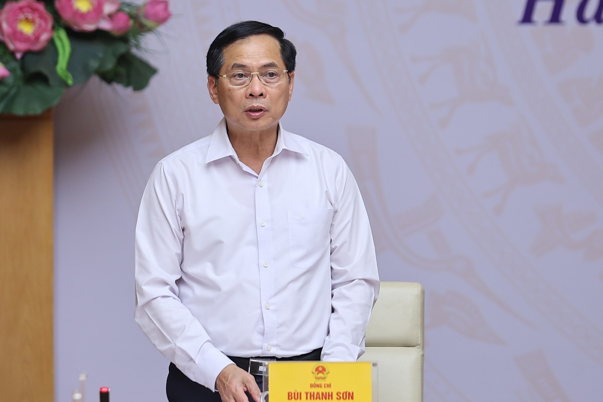 Phó Thủ tướng, Bộ trưởng Bộ Ngoại giao Bùi Thanh Sơn phát biểu tại Hội nghị - Ảnh: VGP