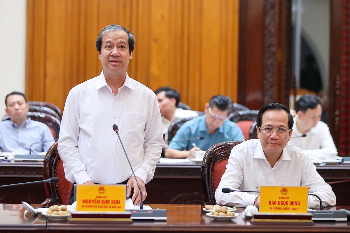 Bộ trưởng Bộ Giáo dục và Đào tạo Nguyễn Kim Sơn phát biểu - Ảnh: VGP