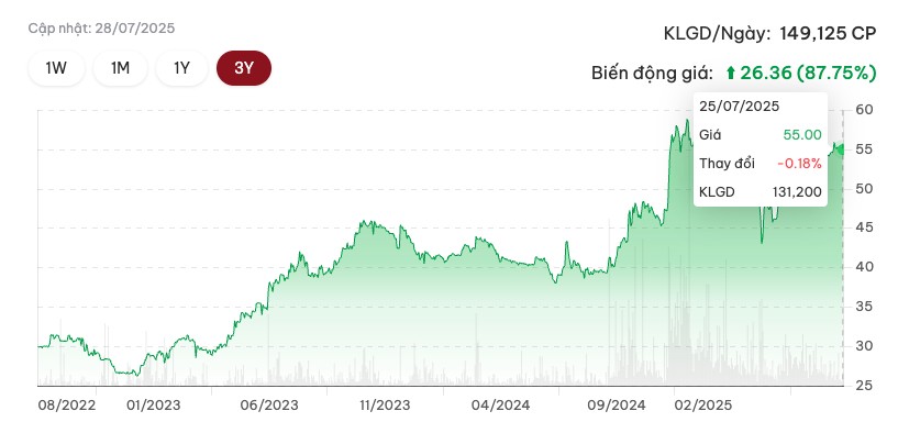 Bidiphar báo lãi quý 2/2025, giá cổ phiếu tiến gần mức đỉnh