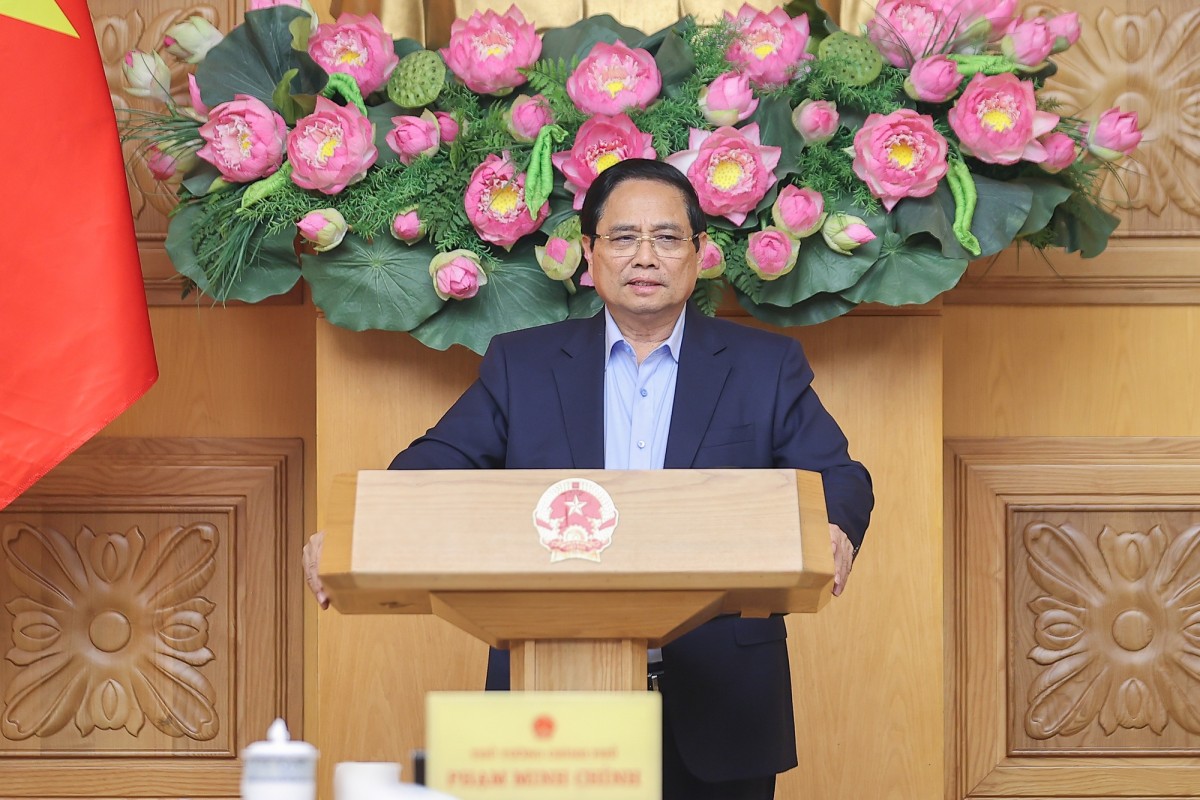 Thủ tướng Phạm Minh Chính yêu cầu lãnh đạo các bộ, ngành, cơ quan tập đề xuất nhiệm vụ, giải pháp để hệ thống hành chính hoạt động thông suốt, liên tục, hiệu năng, hiệu lực, hiệu quả - Ảnh: VGP
