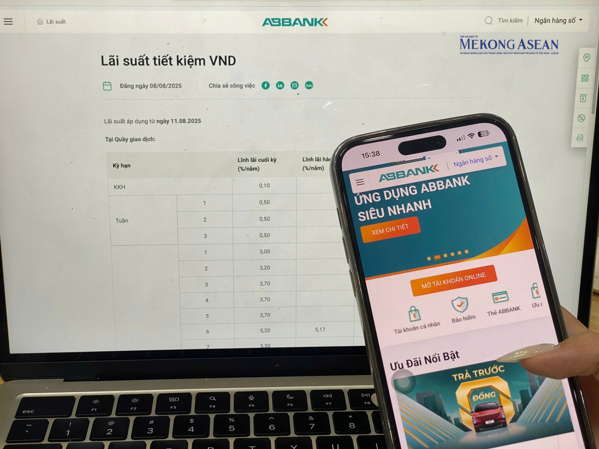ABBank hạ nhẹ lãi suất tiết kiệm trực tuyến mọi kỳ hạn