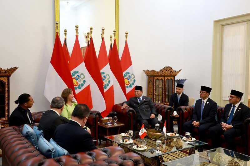 Bà Boluarte và ông Subianto hội đàm ngày 11/8. Ảnh: Facebook/@Prabowo Subianto