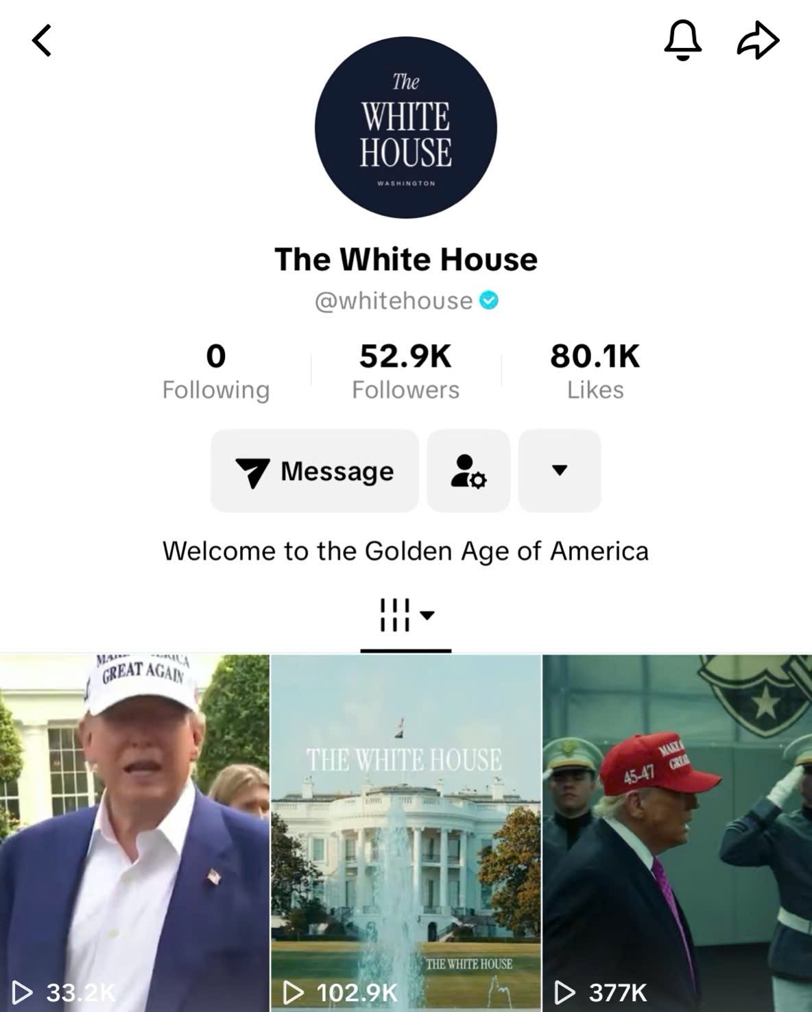 Nhà Trắng chính thức mở tài khoản Tiktok