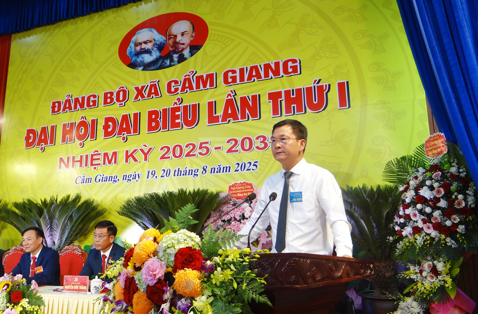 Thiếu tướng Bùi Quang Bình, Ủy viên Ban Thường vụ Thành ủy, Giám đốc Công an thành phố Hải Phòng phát biểu chỉ đạo tại đại hội.