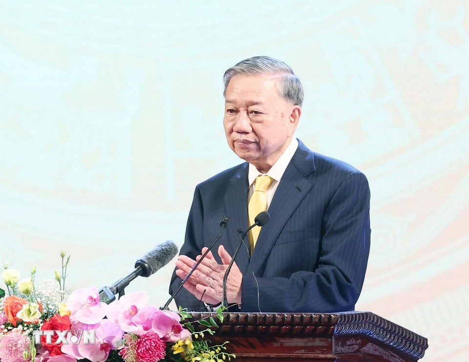 Tổng Bí thư Tô Lâm phát biểu tại Lễ kỷ niệm. Ảnh: TTXVN.