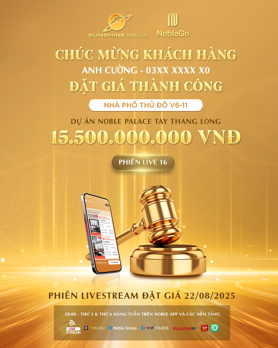 'Săn' căn hộ Sunshine Green Iconic với giá khởi điểm 4,5 tỷ trên 'livestream' ngày 26/8