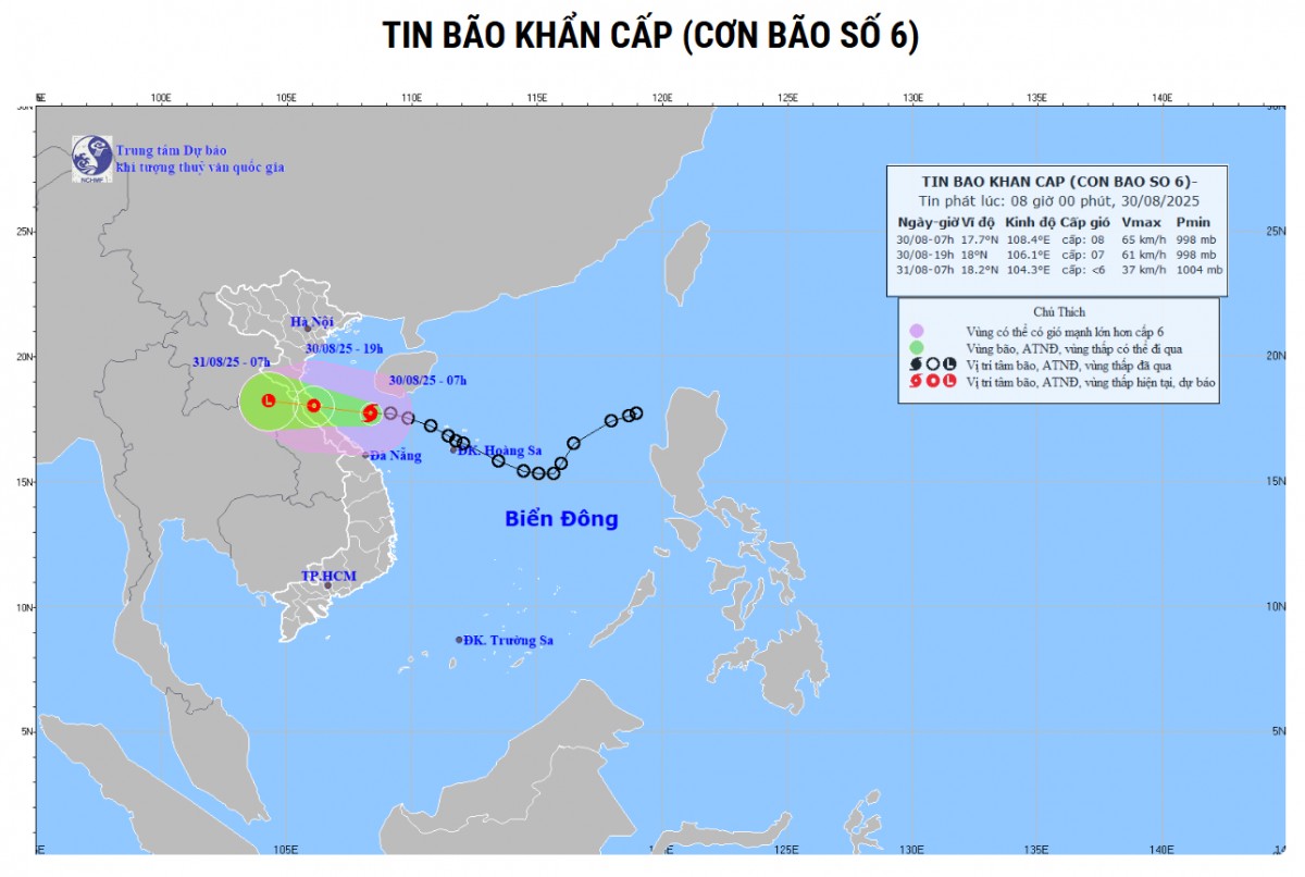 Áp thấp nhiệt đới hướng vào Quảng Trị - Huế, khả năng mạnh lên thành bão số 6