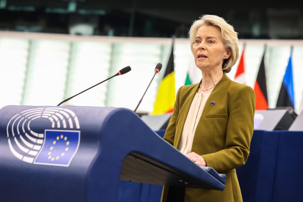 Bà Ursula von der Leyen phát biểu trong cuộc họp tại trụ sở Nghị viện châu Âu ở Strasbourg, Pháp. Ảnh: EC