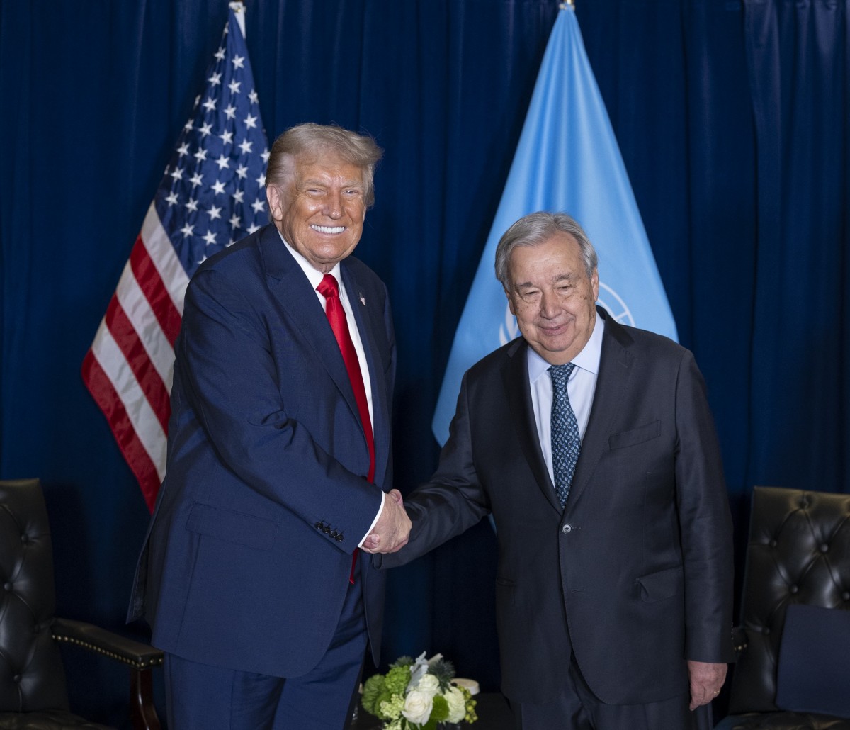 Ông Donald Trump và ông Antonio Guterres tại cuộc gặp bên lề kỳ họp lần thứ 80 của Đại hội đồng Liên Hợp Quốc. Ảnh: Nhà Trắng