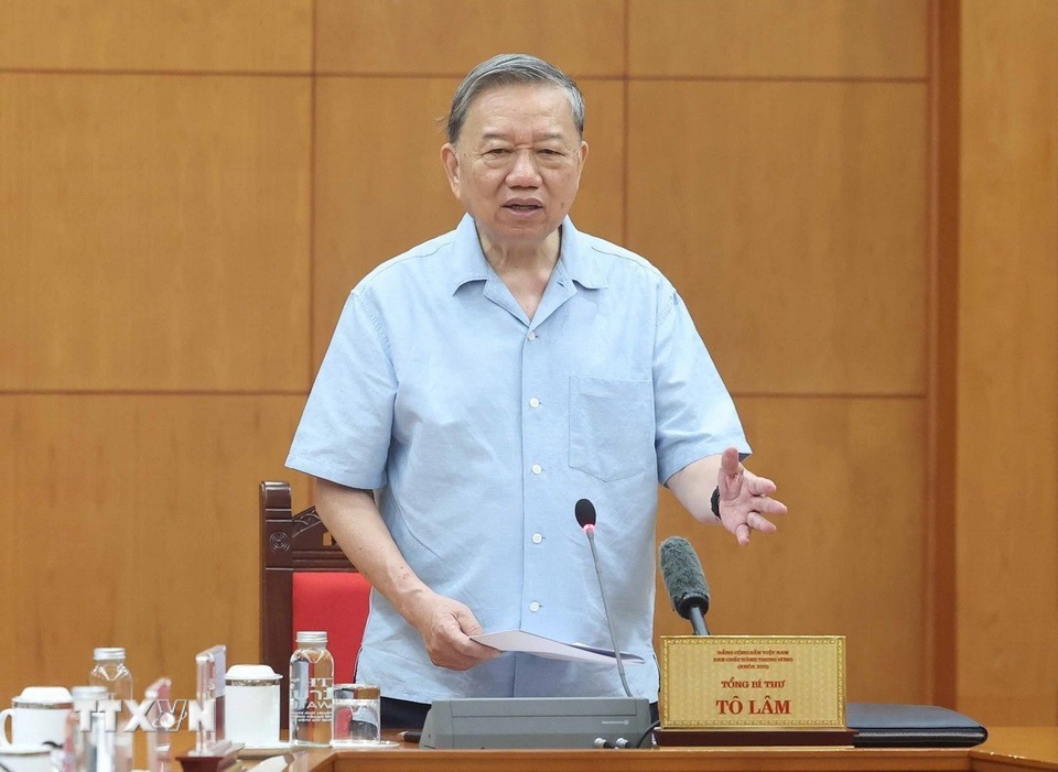 Tổng Bí thư Tô Lâm phát biểu chỉ đạo tại cuộc họp - Ảnh: TTXVN