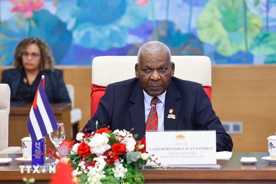 Chủ tịch Quốc hội Cuba Esteban Lazo Hernández phát biểu