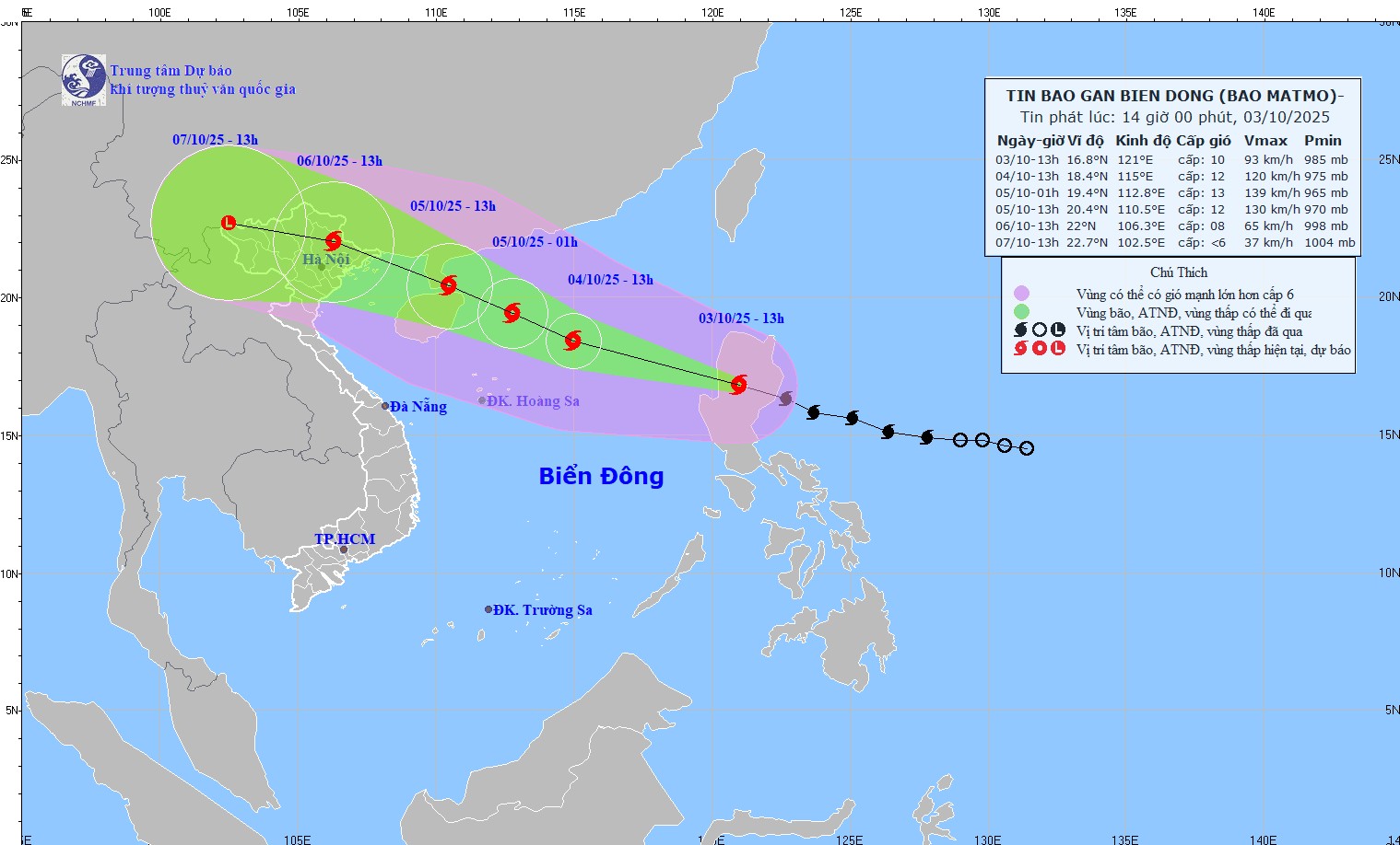 Chiều tối nay bão Matmo sẽ đi vào Biển Đông