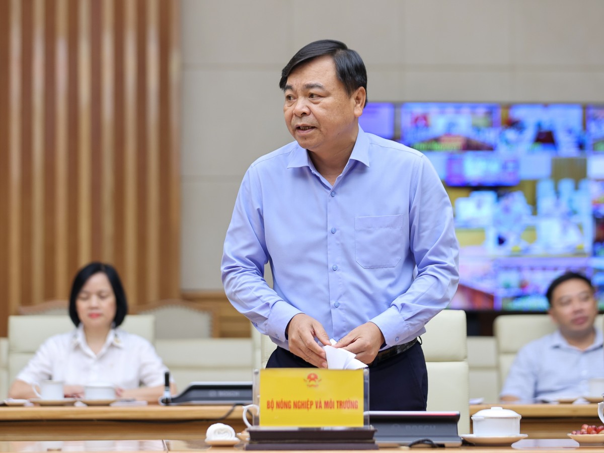 Thứ trưởng Bộ Nông nghiệp và Môi trường Nguyễn Hoàng Hiệp báo cáo - Ảnh: VGP