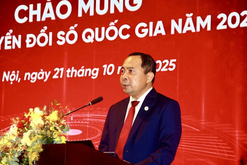 Thứ trưởng thường trực Bộ Khoa học và Công nghệ Vũ Hải Quân phát biểu tại Chương trình Chào mừng Ngày Chuyển đổi số quốc gia năm 2025 - Ảnh: VGP.