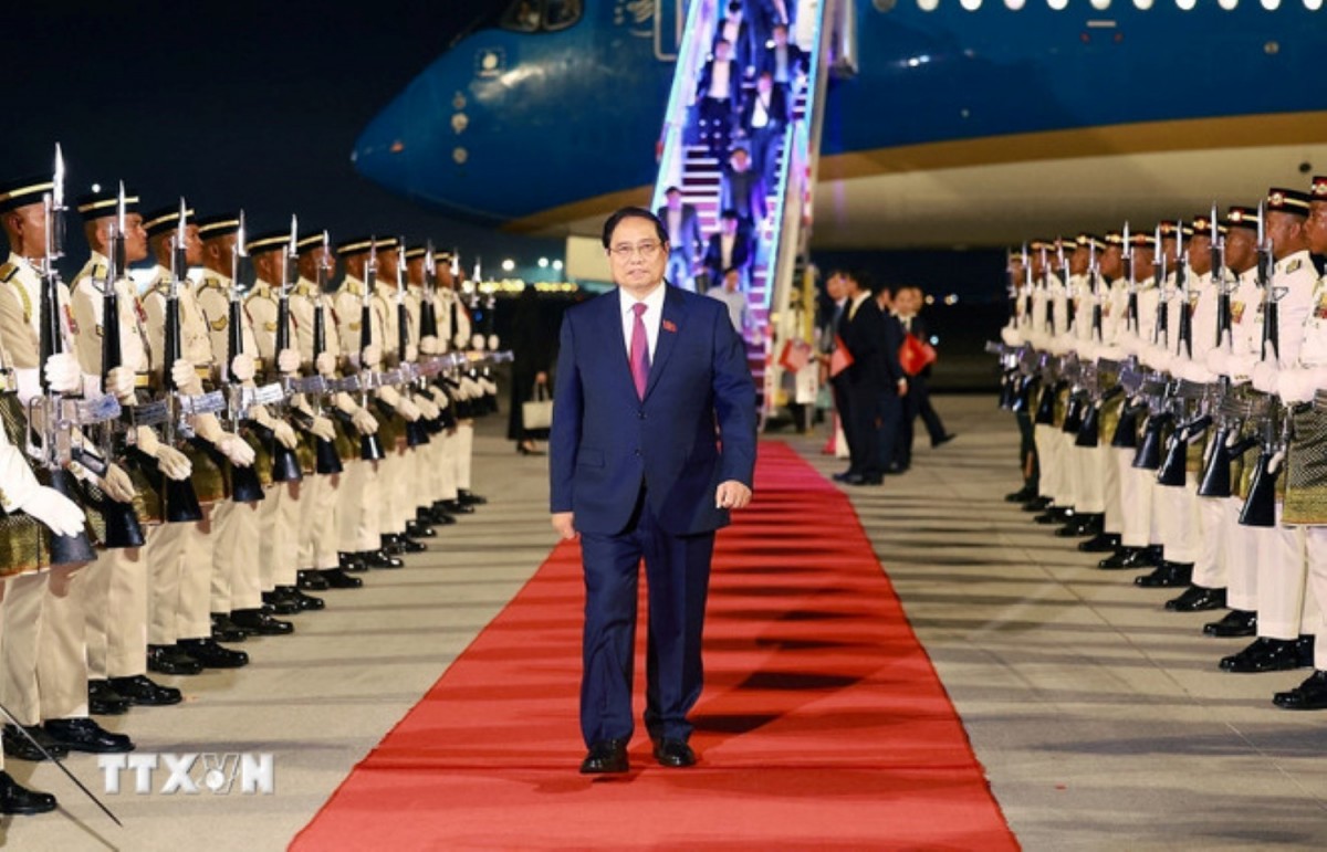 Lễ đón Thủ tướng Phạm Minh Chính tại Hội nghị cấp cao ASEAN 47