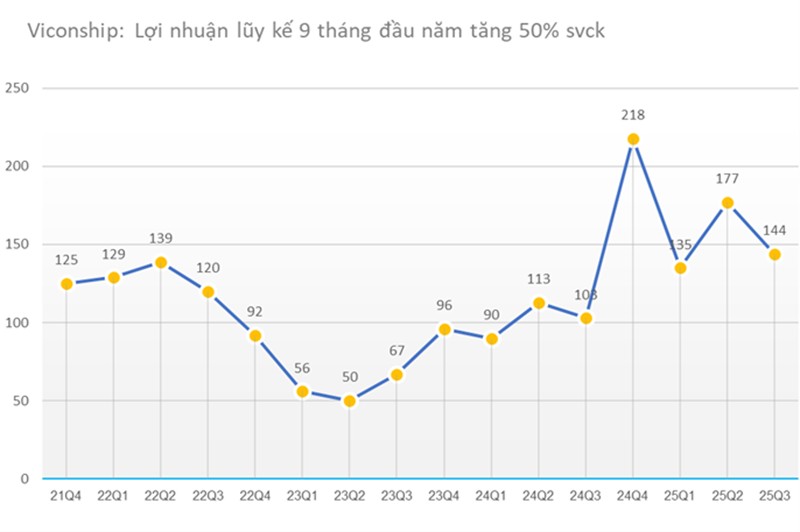Viconship lãi 456 tỷ đồng sau 9 tháng đầu năm, tăng gần 50% so với cùng kỳ