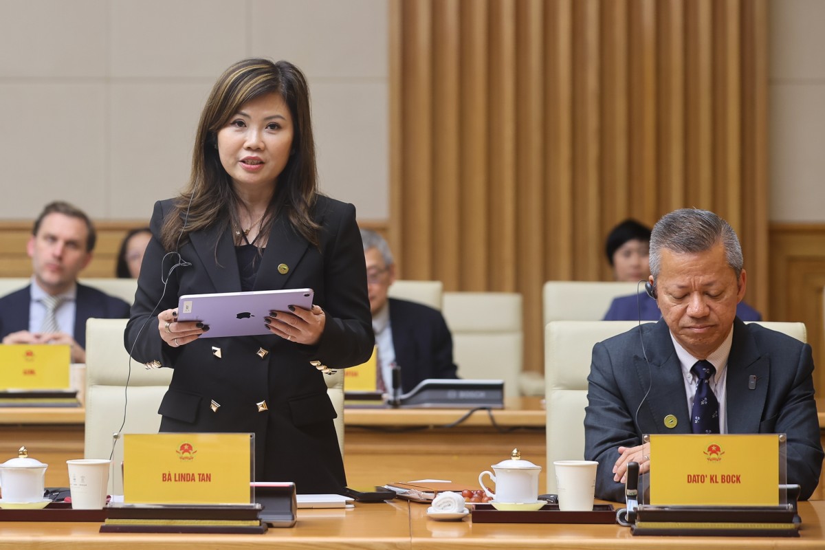 Chủ tịch Hiệp hội Bán dẫn Đông Nam Á Linda Tan phát biểu tại buổi làm việc. Ảnh: VGP.