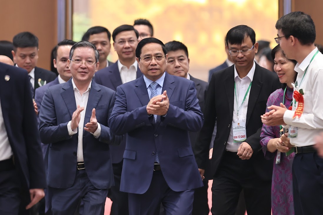 Thủ tướng Chính phủ Phạm Minh Chính tới dự Hội nghị đối thoại với nông dân năm 2025 - Ảnh: VGP