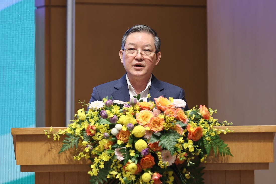 Chủ tịch Trung ương Hội Nông dân Việt Nam Lương Quốc Đoàn phát biểu đề dẫn Hội nghị - Ảnh: VGP