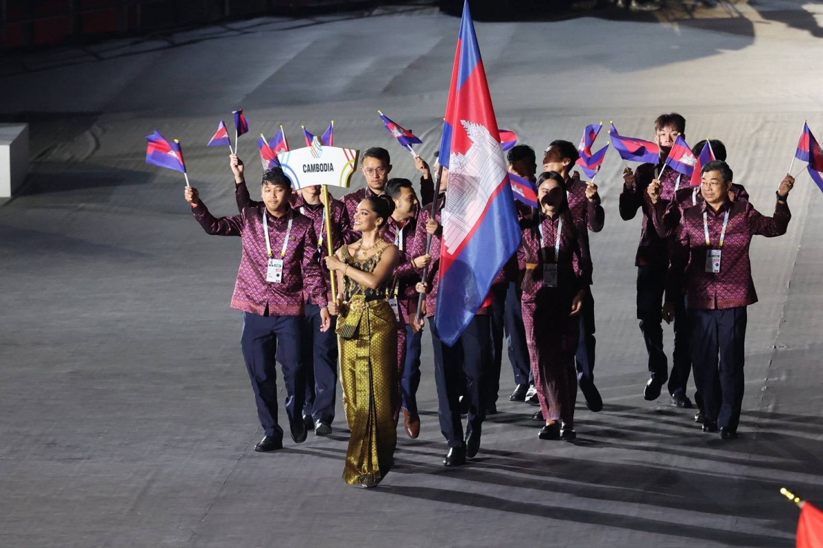 Đoàn thể thao Campuchia tại Lễ khai mạc SEA Games 33 tối 9/12. Ảnh: SEA GAMES Thailand 2025