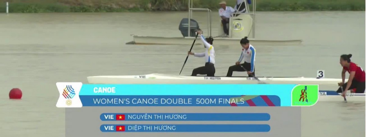 Nguyễn Thị Hương và Diệp Thị Hương mang về tấm HCV đầu tiên tại SEA Games 33 cho Việt Nam. Ảnh: Cổng Thông tin điện tử Bộ Văn hóa, Thể thao và Du lịch