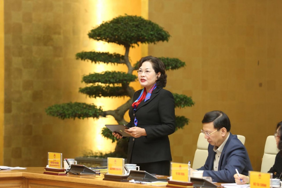Thống đốc NHNN Nguyễn Thị Hồng phát biểu. Ảnh: VGP.