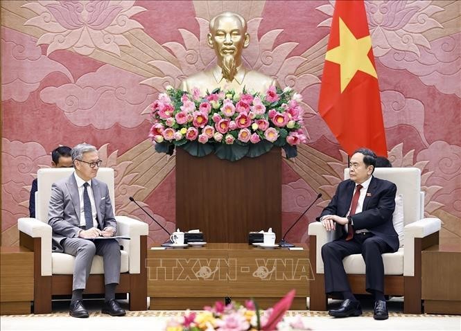 Chủ tịch Quốc hội Trần Thanh Mẫn đánh giá cao sự hợp tác ngày càng chặt chẽ, hiệu quả giữa hai Bộ Ngoại giao hai nước thời gian qua - Ảnh: TTXVN