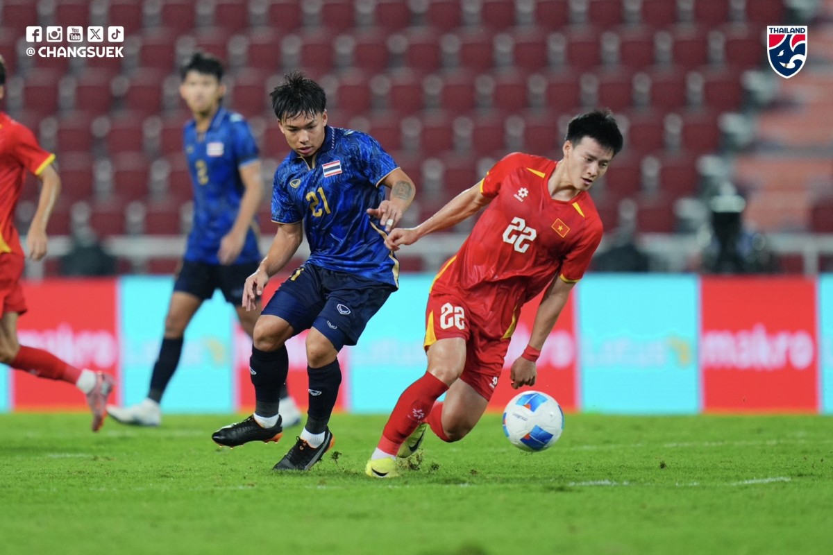 Thanh Nhàn (số 22) là người ghi bàn thắng quý giá giúp U22 Việt Nam giành HCV. Ảnh: Facebook/Thailand National Football Team