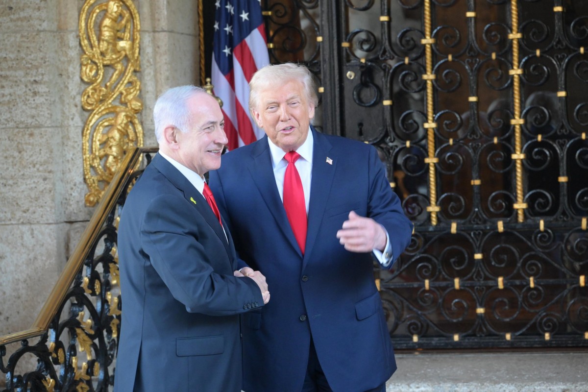 Thủ tướng Netanyahu và Tổng thống Trump tại dinh thự Mar-a-Lago ở bang Florida (Mỹ). Ảnh: X/@netanyahu