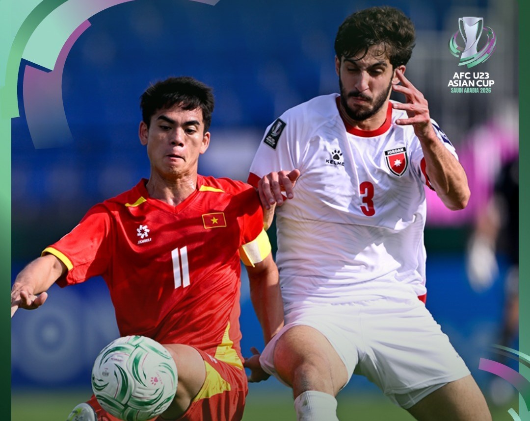 U23 Việt Nam kết thúc hiệp một với tỷ số 2-0. Ảnh: AFC Asian Cup