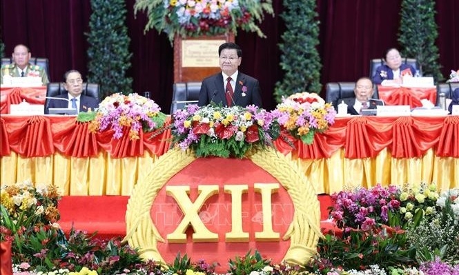 Tổng Bí thư Tô Lâm chúc mừng Tổng Bí thư Lào tái đắc cử