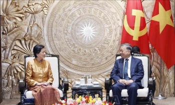 Tổng Bí thư Tô Lâm tiếp Đại sứ Campuchia Chea Kimtha đến chào từ biệt