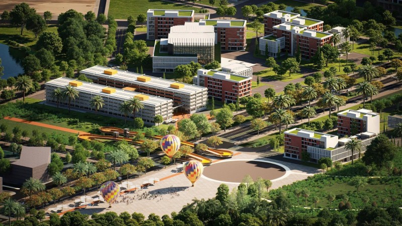 Phối cảnh một phần dự án Khu Công viên công nghệ số và hỗn hợp. Ảnh: FPT.