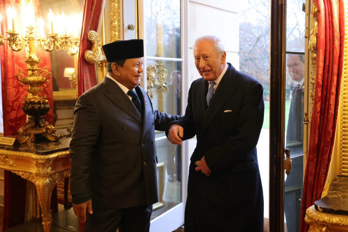 Ông Prabowo và Vua Charles III tại Cung điện St James. Ảnh: Văn phòng Nội các Indonesia