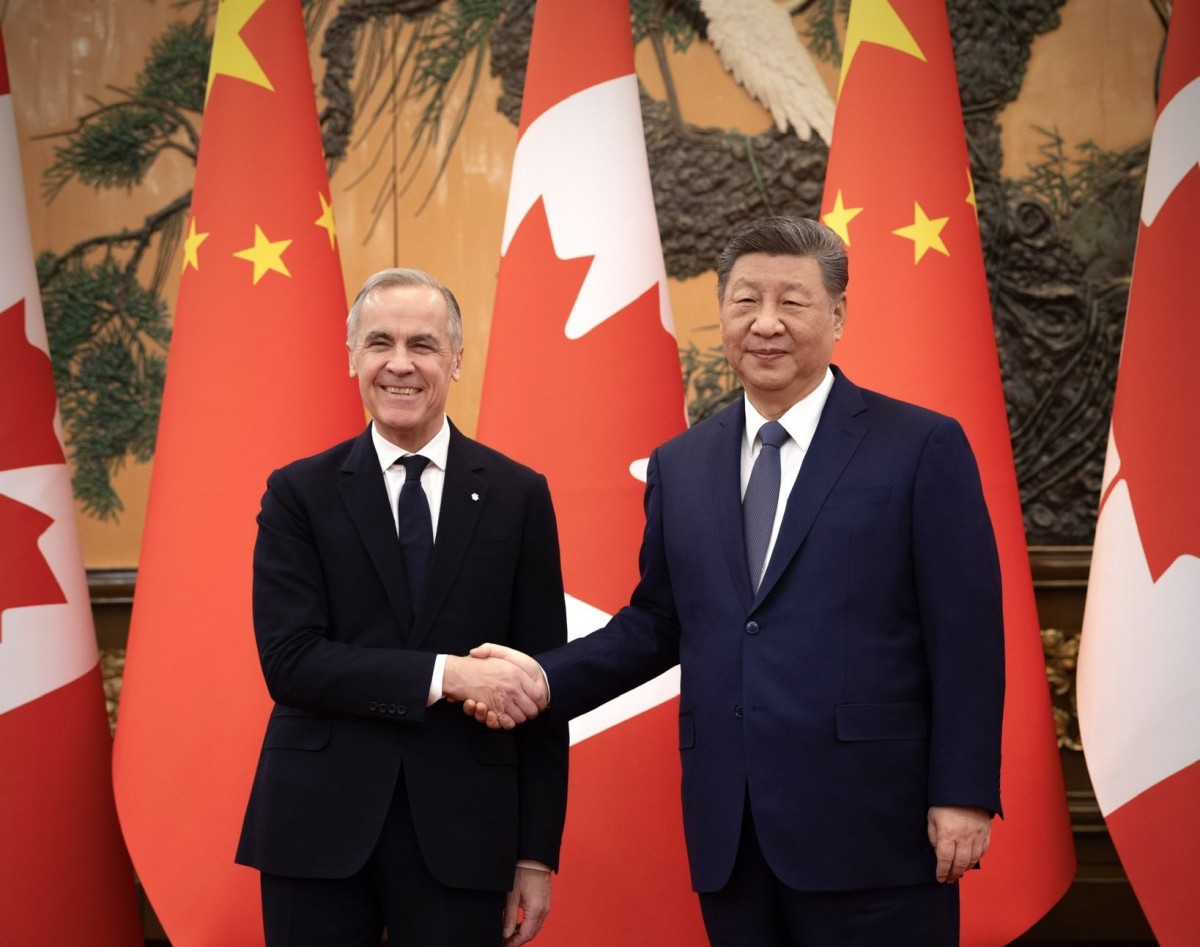 Ông Mark Carney và ông Tập Cận Bình tại Bắc Kinh ngày 16/1. Ảnh: X/@MarkJCarney