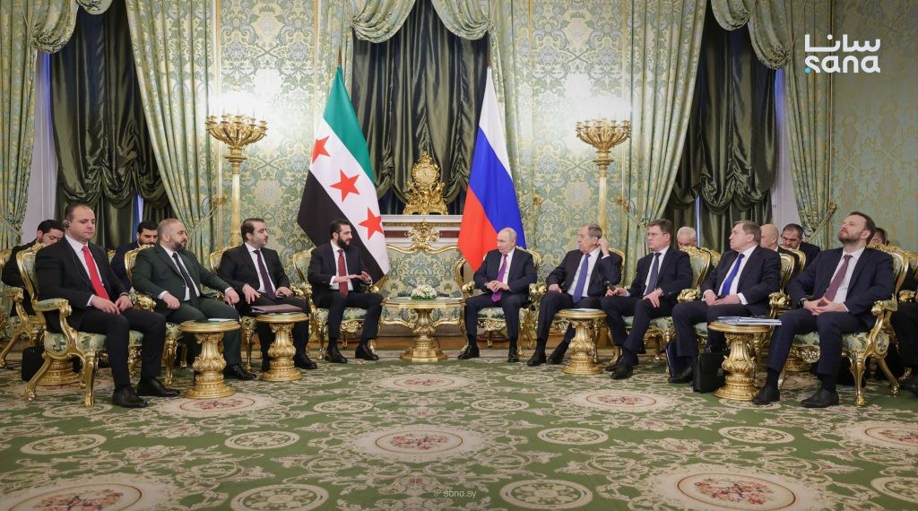 Quang cảnh cuộc gặp hôm 28/1 tại Điện Kremlin. Ảnh: SANA (Syrian Arab News Agency).