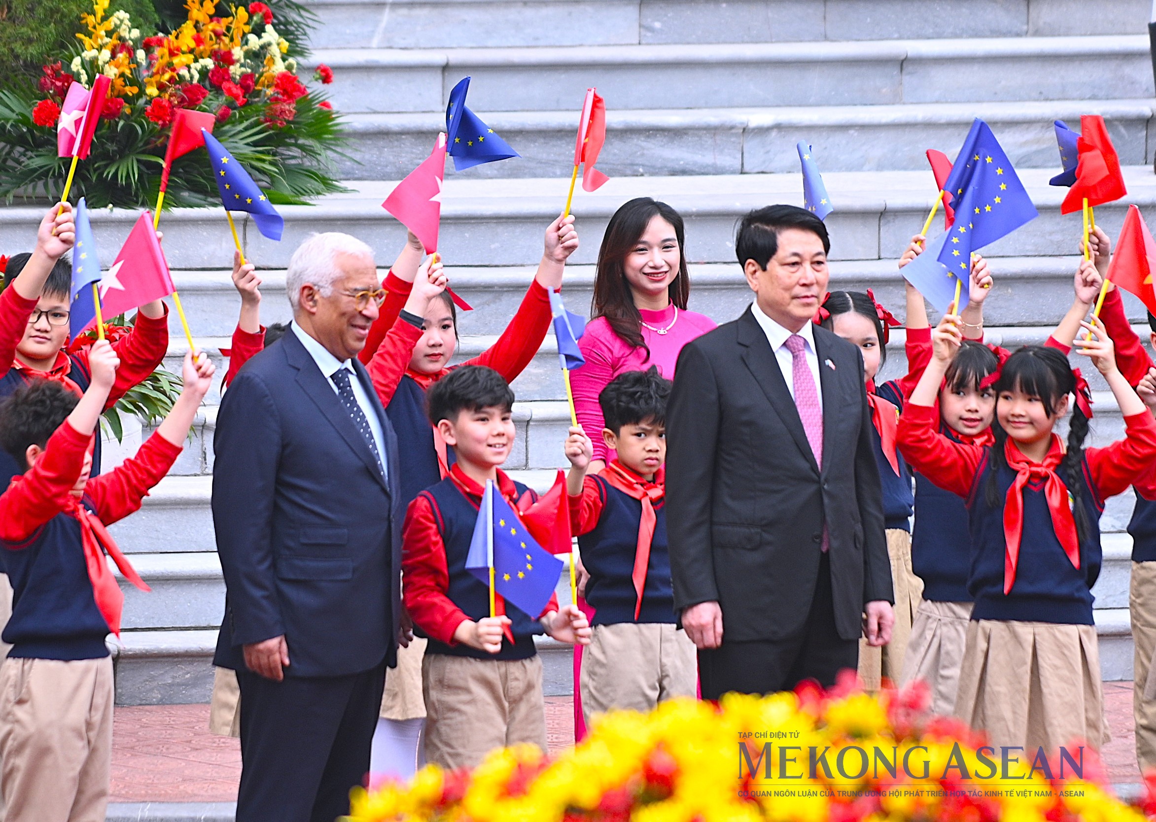 Chủ tịch nước Lương Cường chủ trì lễ đón Chủ tịch Hội đồng châu Âu