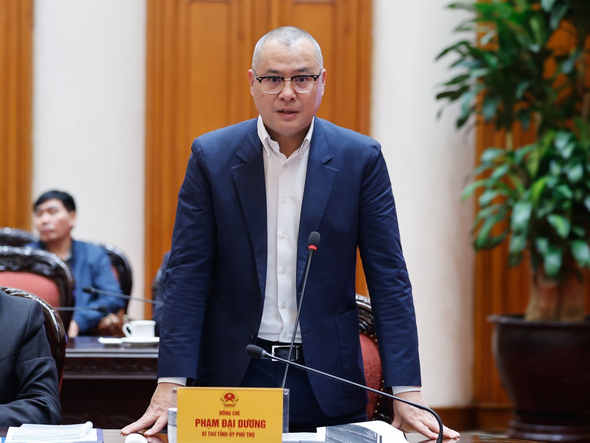 Lãnh đạo tỉnh Phú Thọ phát biểu tại cuộc họp. Ảnh: VGP.