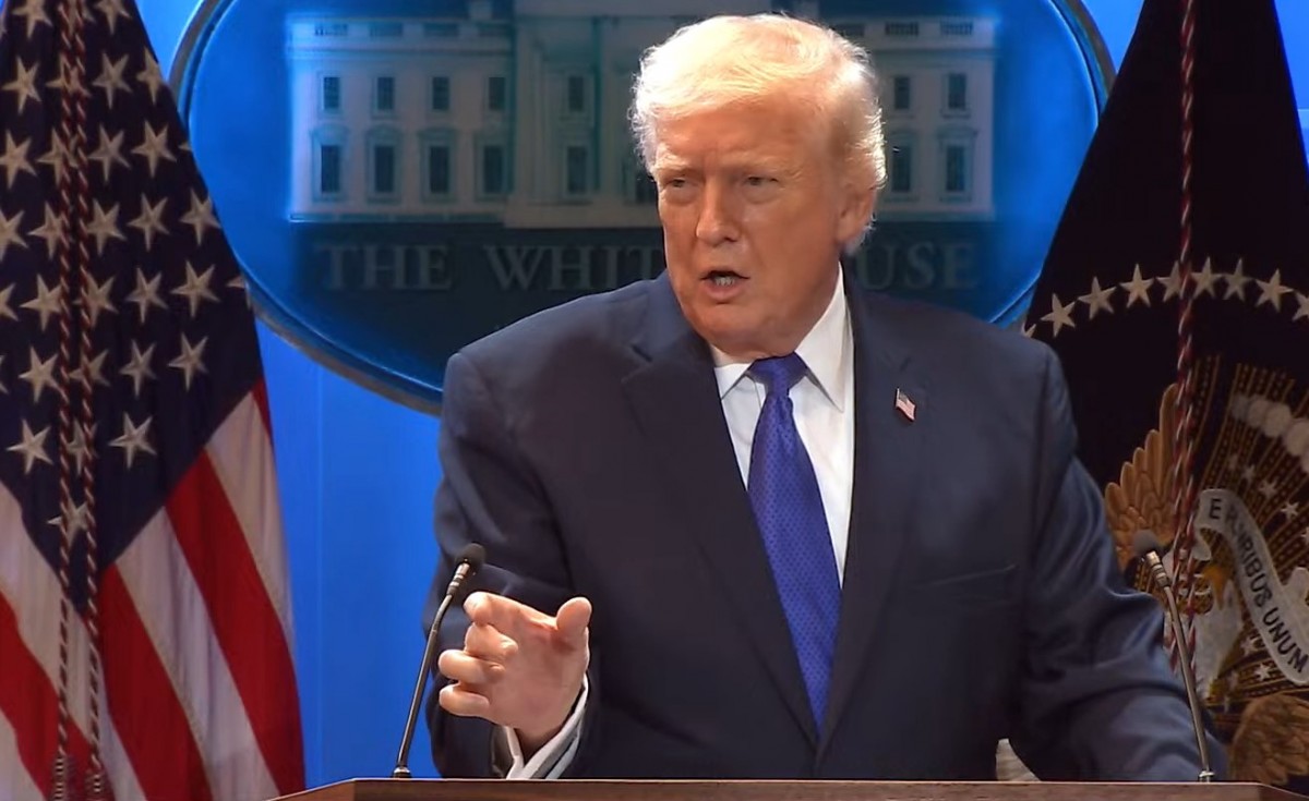 Tổng thống Donald Trump tại buổi họp báo ở Nhà Trắng ngày 20/2. Ảnh chụp màn hình