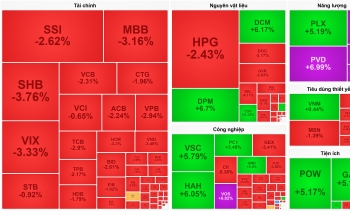 VN-Index chìm trong sắc đỏ, nhóm dầu khí đồng loạt tím trần